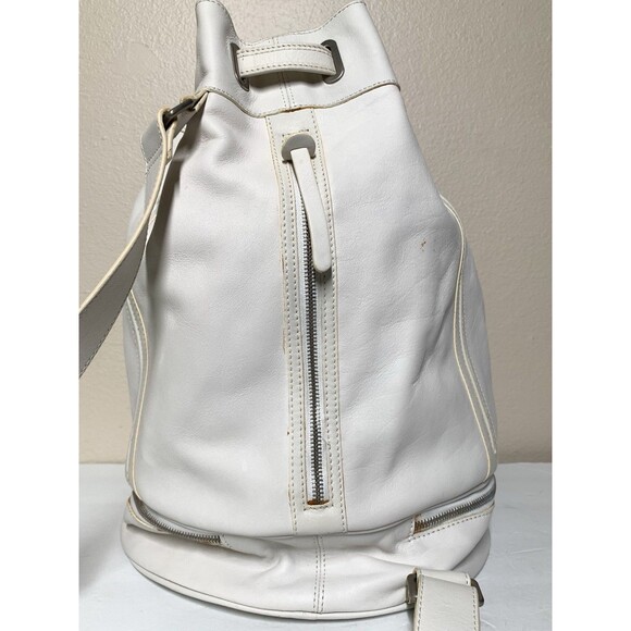 Hogan White Leather Bucket Bag Sling Backpack Large main image 9